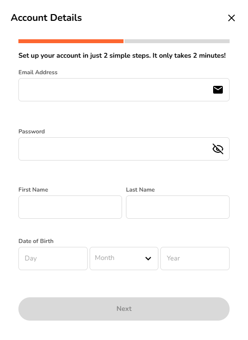 Kwikky Casino sign up and wallet step